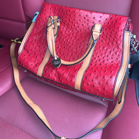 London Fog Handbags - New London Fog Red Ostrich Purse